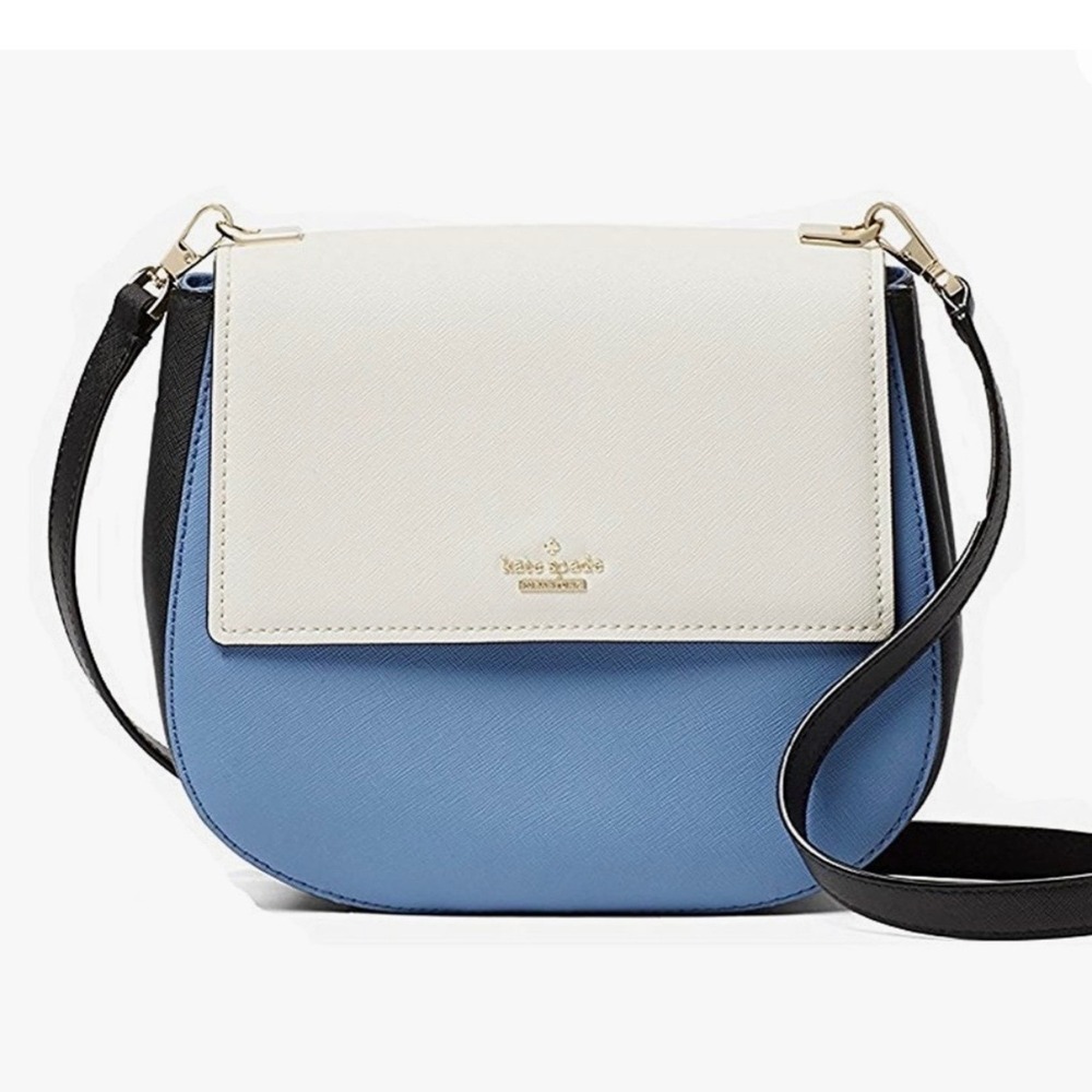Kate Spade Brydie Tile Blue White Crossbody Bag Leather Preppy